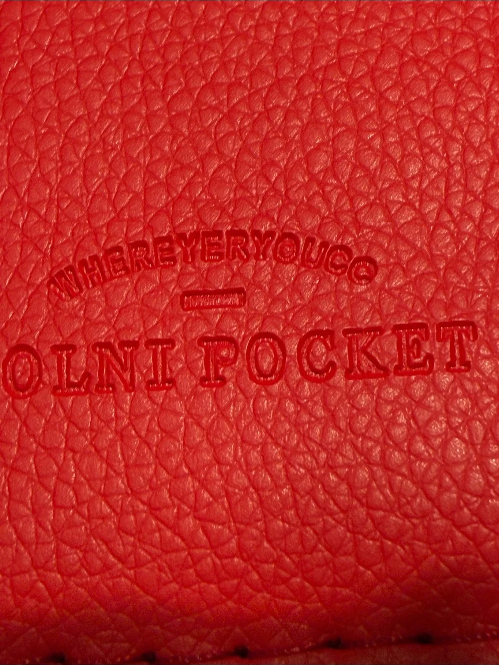 New Without Tags-Red Faux Leather Pouch That Attaches to Car Visor